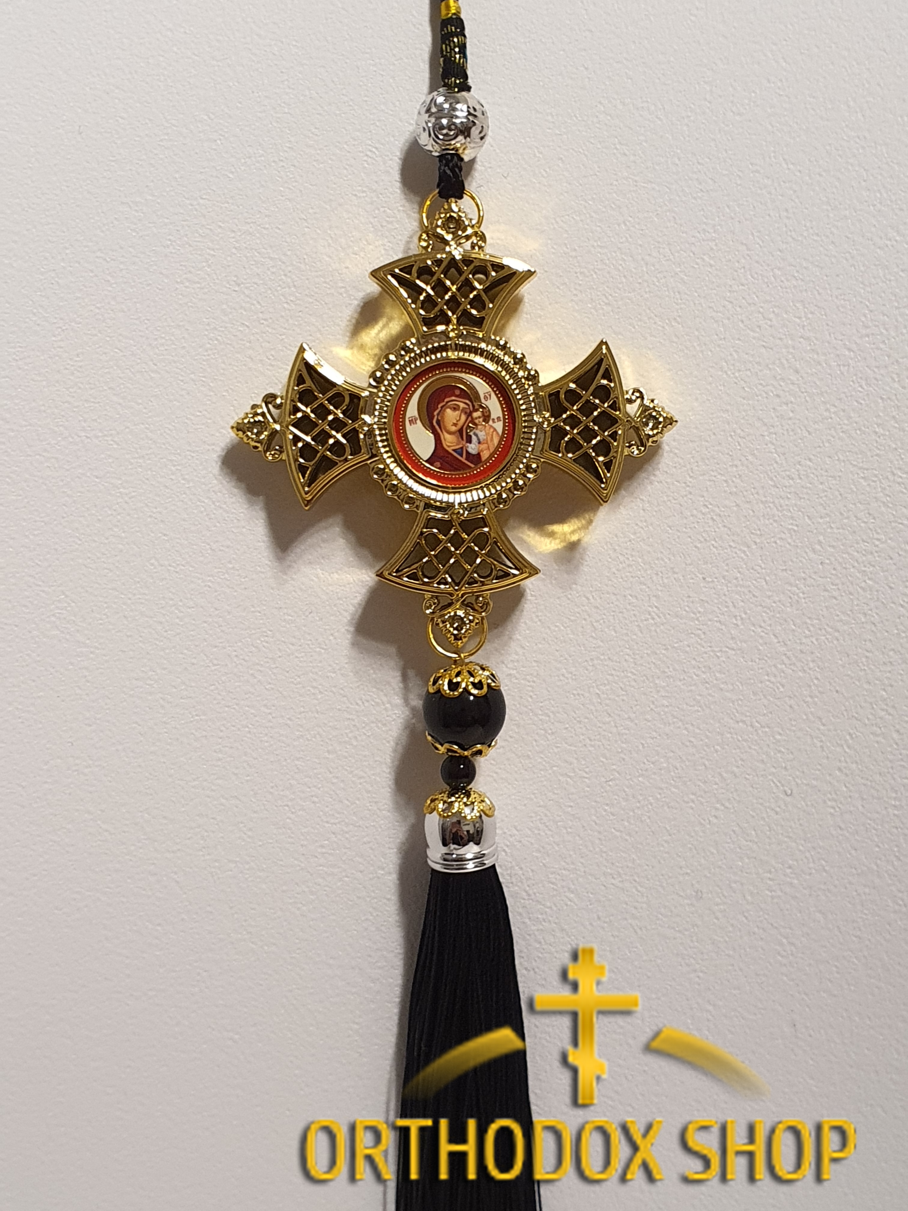 Doppelseitiger Auto Ikonen Gottesmutter von Kazan und Nikolaus Wundertäter, Geweiht Doppelseitiger Auto Ikonen Gottesmutter von Kazan und Nikolaus Wundertäter, Geweiht